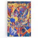 Large abstract black and white canvas art with geometric shapes, suitable for kitchen wall decor.