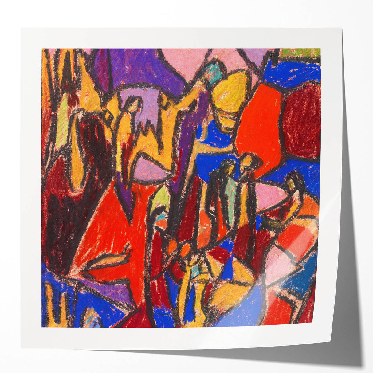 Extra large, floral art print on glossy acrylic, featuring vibrant colors and abstract design.