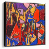 Black and white landscape art painting on framed canvas, featuring a vintage poster style, ideal for bedroom wall decor.