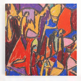 Large black and white abstract canvas featuring geometric shapes, ideal for kitchen wall art.