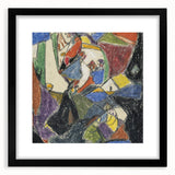 Extra large abstract art print featuring colorful, textured brush strokes on a black framed canvas.