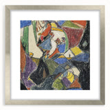 Textured abstract art print in muted earth tones on a framed canvas, ideal for modern bedroom decor.