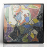 Large abstract wall art in black and white, mid-century modernist style, framed acrylic, ideal for living room decor.