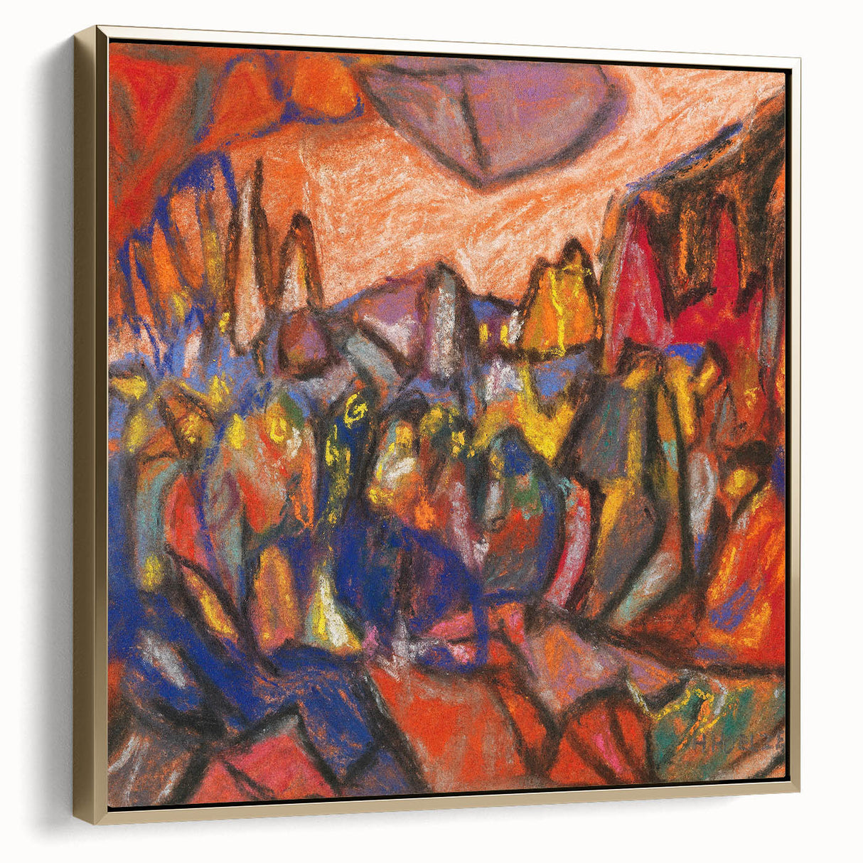 Framed canvas of a vintage landscape art painting in muted earth tones, ideal for bedroom wall decor.
