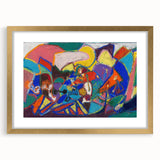Extra large abstract art print with textured design in gold frame, ideal for living room decor.