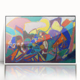 Art deco poster featuring geometric shapes in black and white on acrylic, ideal for nursery wall art.