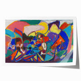 Extra large rolled print of a floral design in muted pastel shades.