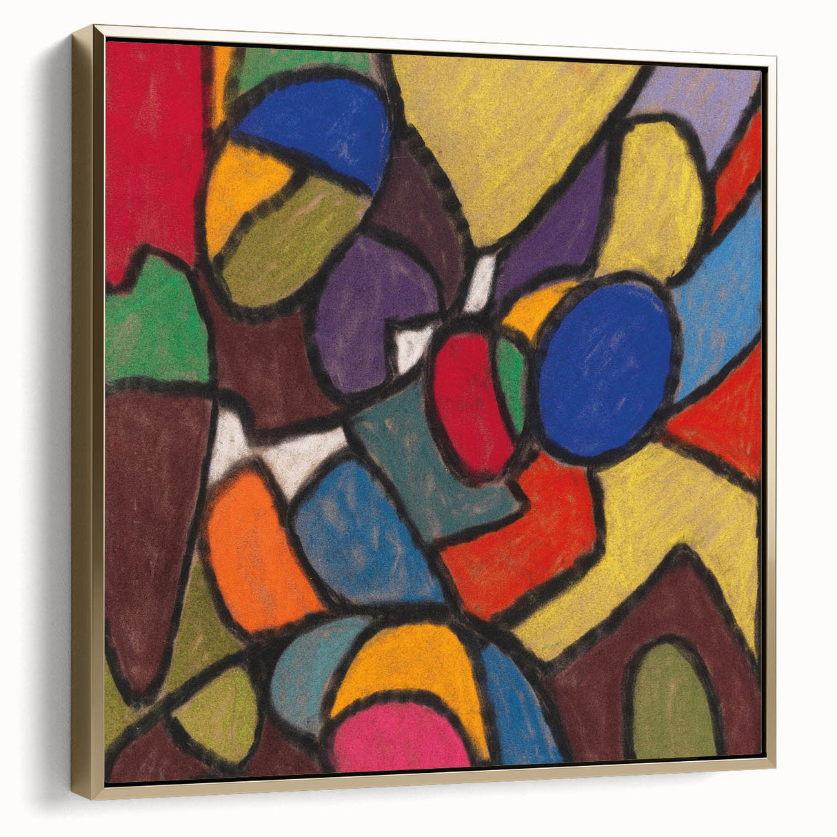Vintage poster art depicting a landscape painting on a framed canvas, featuring subdued earth tones.