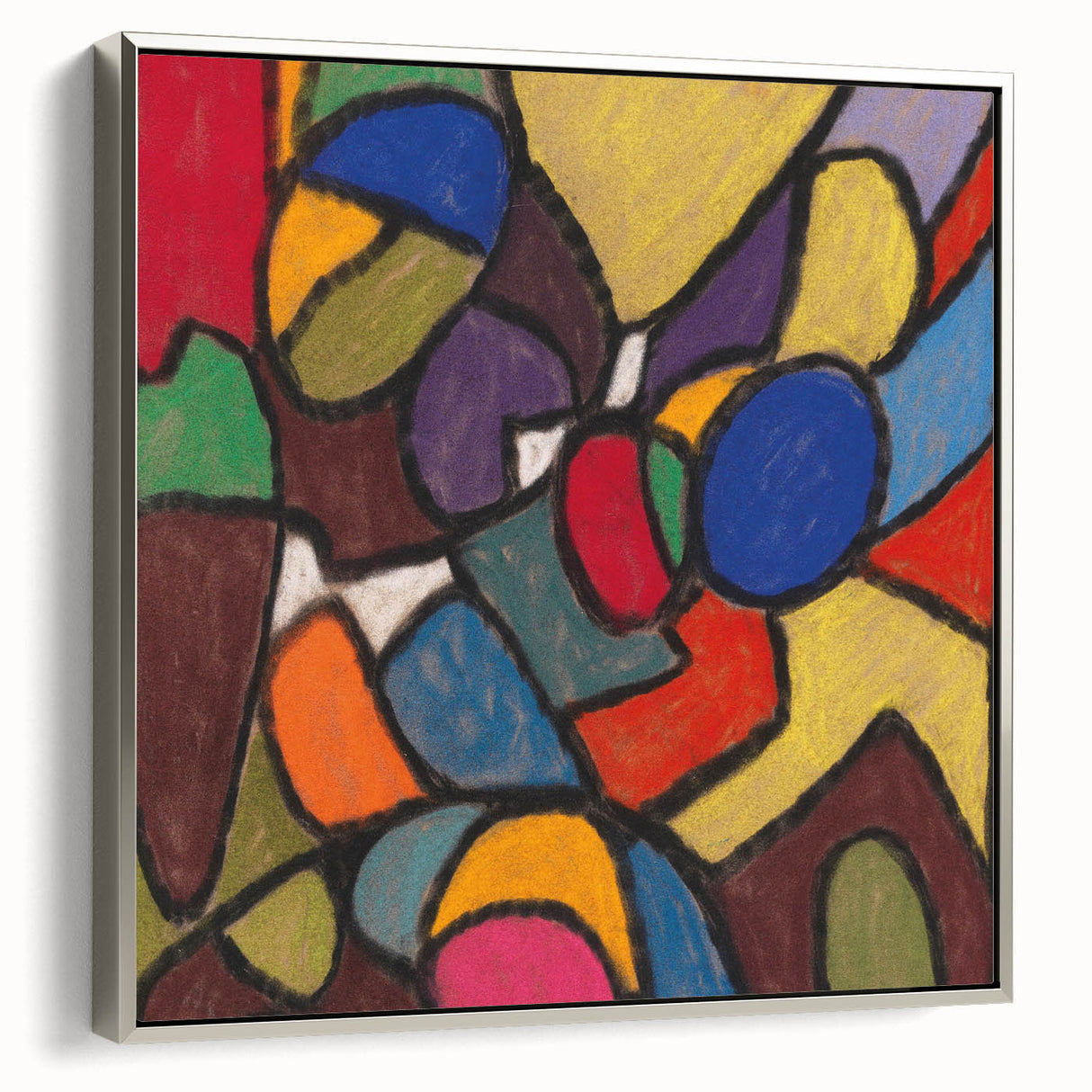 Framed canvas of a colorful, vintage-style landscape painting, ideal for adding a vibrant touch to any room.
