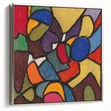 Framed canvas of a colorful, vintage-style landscape painting, ideal for adding a vibrant touch to any room.