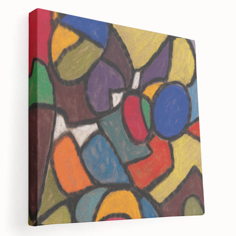 Abstract design in muted gray and blue on stretched canvas, ideal for kitchen wall art.