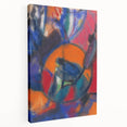Abstract design by Adolf Holzel in muted earth tones on stretched canvas, suitable for kitchen wall art.