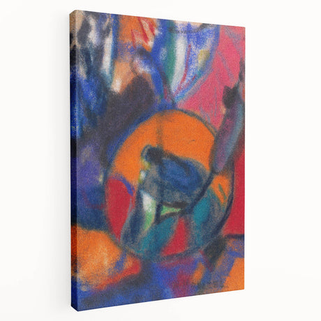 Abstract design by Adolf Holzel in muted earth tones on stretched canvas, suitable for kitchen wall art.