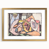 Extra large abstract art print featuring textured swirls in muted earth tones, framed in gold, ideal for living room decor.