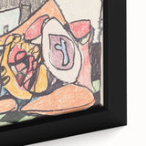 Extra large black wall art featuring colorful, textured abstract design on framed canvas, suitable for living room decor.