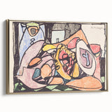 Framed canvas of a vintage-style landscape painting in muted earth tones, ideal for bedroom wall art.