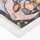 Art deco poster featuring geometric patterns in bold black and white on rolled canvas.