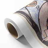 Art Deco poster featuring geometric shapes in muted beige and teal, rolled canvas, suitable for nursery wall art.