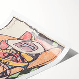 Extra large wall art featuring line art flowers in black on white, rolled print format, ideal for large living room decor.