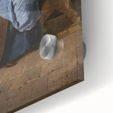 Large abstract wall art in mid-century modernist style on acrylic glass, featuring geometric shapes in muted earth tones.