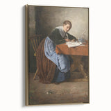 Vintage poster art of a landscape painting on a framed canvas, featuring muted earth tones, ideal for bedroom wall decor.