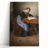 Abstract geometric shapes in black and white on a stretched canvas, ideal for kitchen wall art.