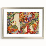 Textured abstract art print in neutral tones on framed canvas, suitable for bedroom decor.