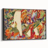 Black and white landscape art painting on framed canvas, featuring a minimalist vintage poster design.