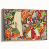 Framed canvas featuring a vintage poster-style landscape painting in muted gold and black tones, suitable for bedroom decor.