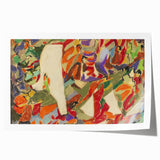 Abstract floral design in soft pastel hues on a large rolled canvas, ideal for dining room or bathroom wall art.