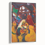 Vintage poster art by Adolf Holzel featuring abstract shapes in vibrant colors, framed canvas, ideal for living room decor.