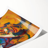 Extra large wall art featuring line art flowers in black on white, rolled print format.