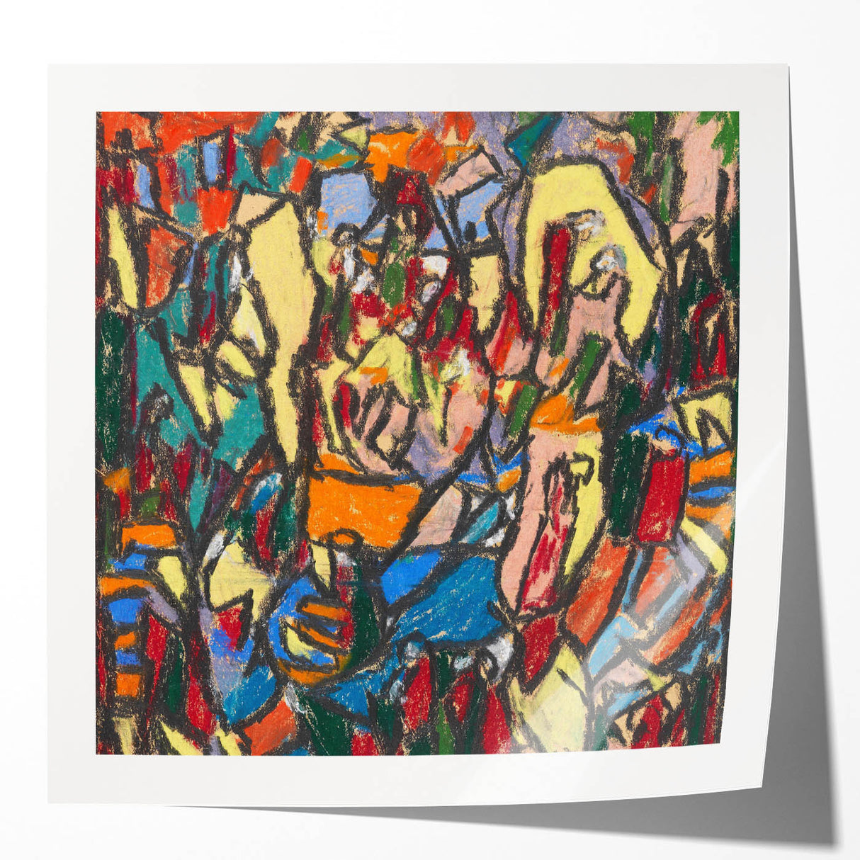 Extra large floral art on glossy photo print, featuring muted earth tones and abstract style.