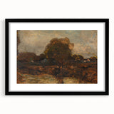 Extra large abstract art print with vibrant, textured colors on canvas, framed in black, suitable for living room decor.