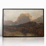 Large abstract wall art featuring mid-century modernist design in muted colors on framed acrylic.