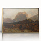 Mid-century modernist art print in muted gold and white tones, framed acrylic, ideal for nursery wall decor.