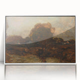 Art deco poster featuring geometric shapes in muted hues on a white framed acrylic, suitable for nursery wall decor.