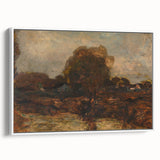 Vintage poster art featuring an abstract design in vibrant colors on a large framed canvas, suitable for living room decor.