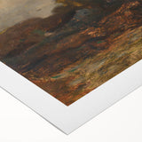 Art Deco poster featuring geometric shapes in muted beige and teal, printed on rolled canvas, suitable for dining room decor.