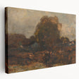 Abstract avant-garde design by Adolf Holzel in muted tones on a large stretched canvas, suitable for kitchen wall art.