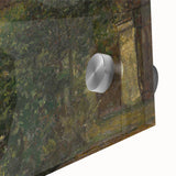 Large abstract wall art in mid-century modernist style with vibrant hues on acrylic glass, ideal for dining room ambiance.