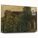 Large abstract wall art in muted earth tones on acrylic glass, suitable for bedroom or dining room decor.