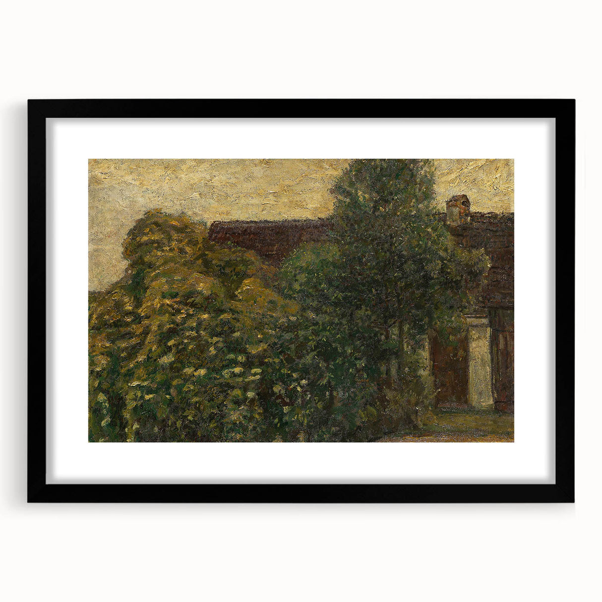 Extra large abstract art print featuring textured, colorful swirls in a black frame, ideal for living room decor.