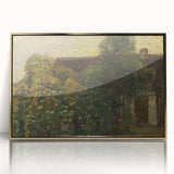 Mid-century modernist art print of abstract forms in muted colors on framed acrylic, ideal for nursery wall decor.