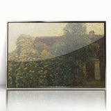 Mid-century modernist art deco poster in acrylic frame, featuring abstract geometric shapes in neutral colors.