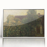 Art deco poster featuring geometric shapes in muted blues and creams on framed acrylic, suitable for modern nursery wall art.