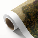 Art deco poster featuring geometric shapes in muted pastel colors on rolled canvas, ideal for nursery wall art.