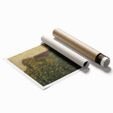 Extra large rolled print featuring a floral design in muted colors, ideal for classy bathroom wall art.