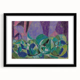 Extra large abstract art print featuring textured, colorful shapes on a black framed canvas, ideal for living room decor.