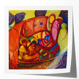 Extra large floral art print on glossy photo paper featuring vibrant red and yellow hues.